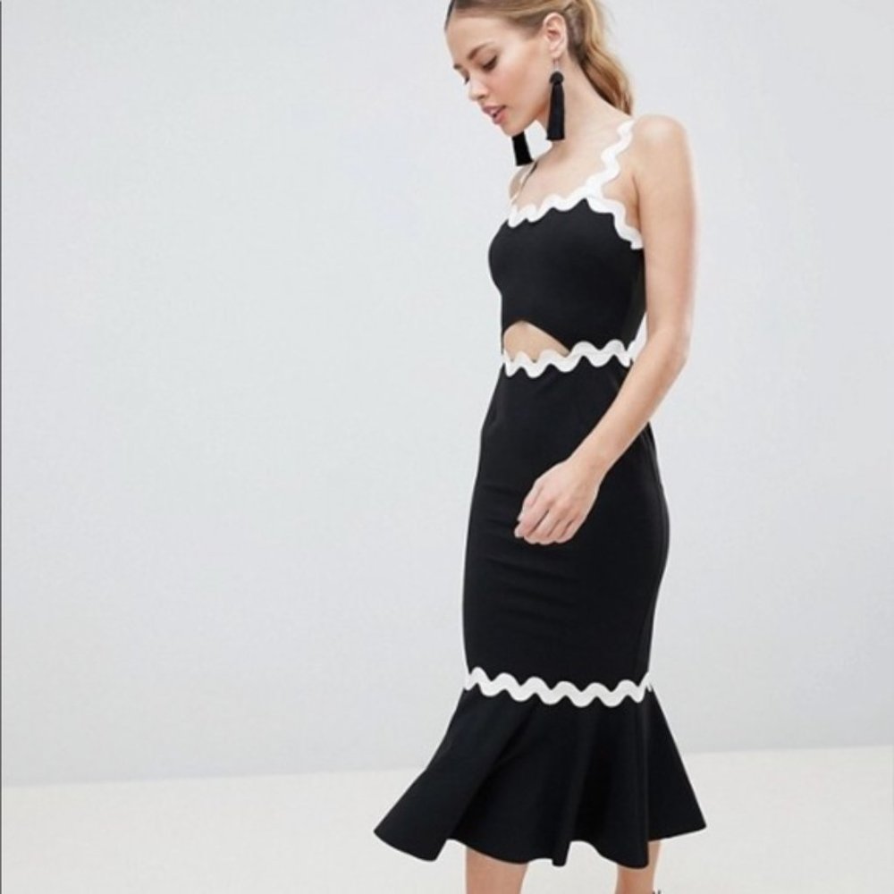 new asos scalloped cut out fishtail midi dress 4